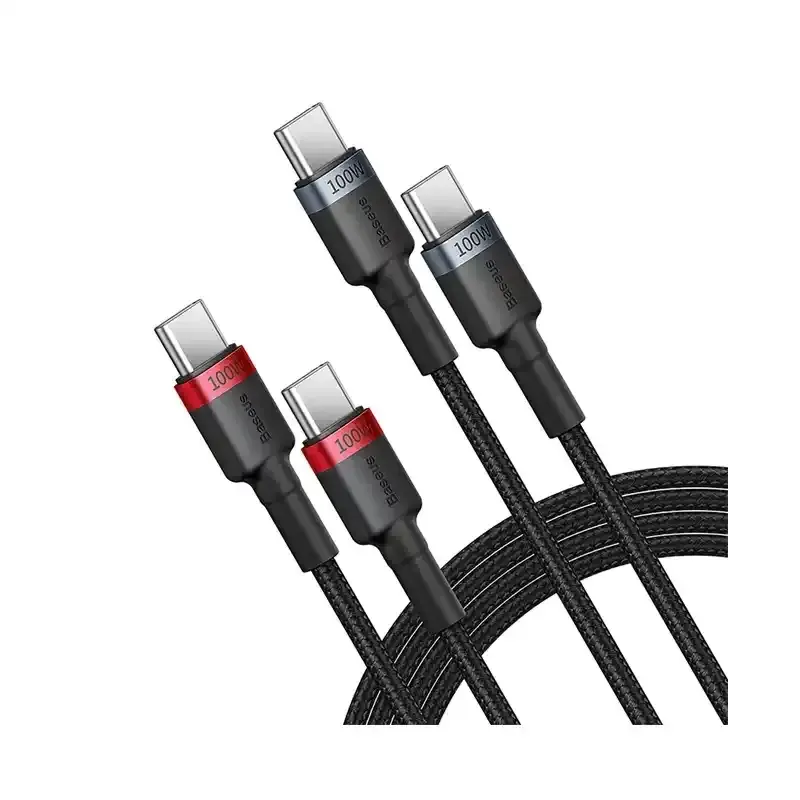 کابل شارژ Type-C to Type-C باسئوس مدل Cafule Series با طول 2 متر 100 وات (2عددی)